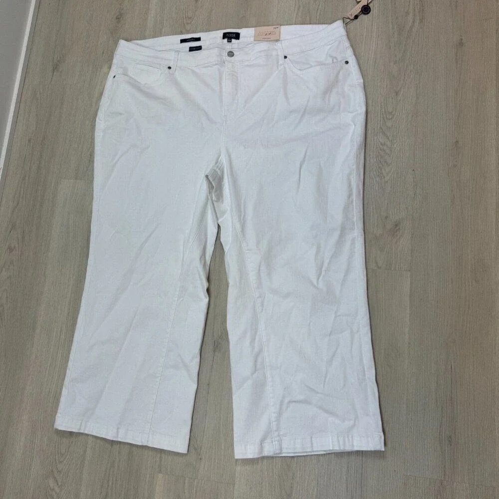 NYDJ Teresa Wide‎ Leg Ankle Jeans Womens 26W Optic White WFOZKA8105